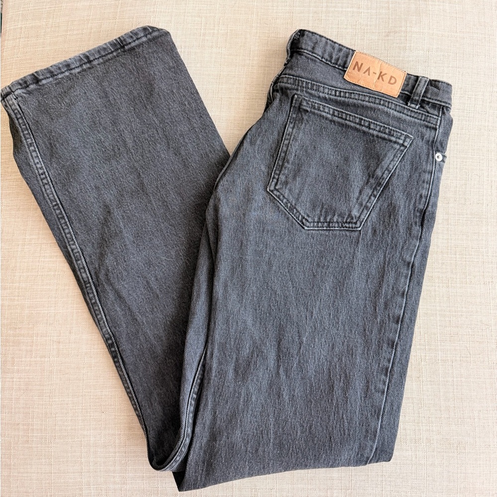 NA-KD Women's Charcoal Straight Leg Jeans